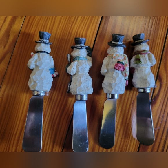 ❤️🩷❤️Set of 4 stainless holiday snowman snowmen spreaders hosting - Picture 6 of 8